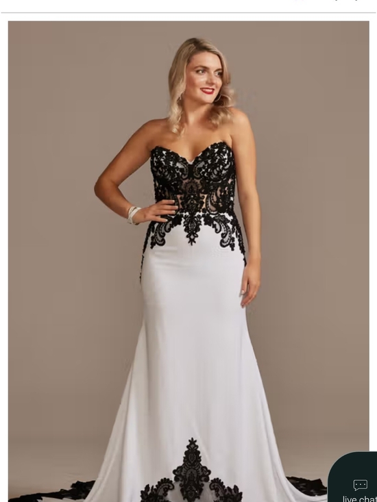 Galina Signature Dresses & Skirts - Strapless White Gown with Black Lace Detail